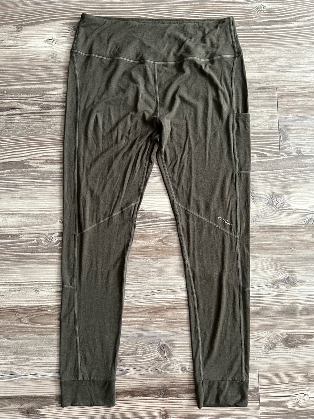 Halfdays Hallie Midweight Merino Wool Leggings Green Sample Piece